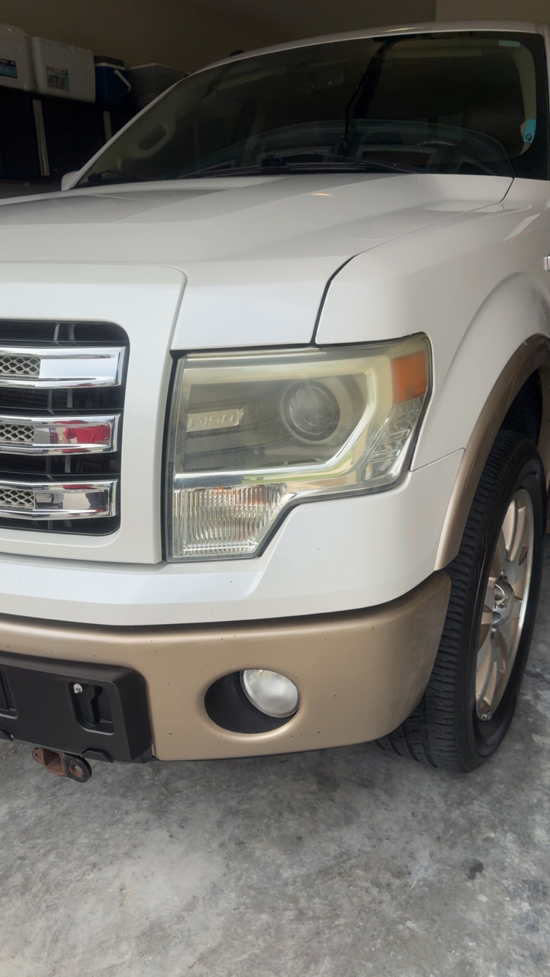 Ford F-150 headlight with yellow haze and oxidation before restoration in Citrus County FL
